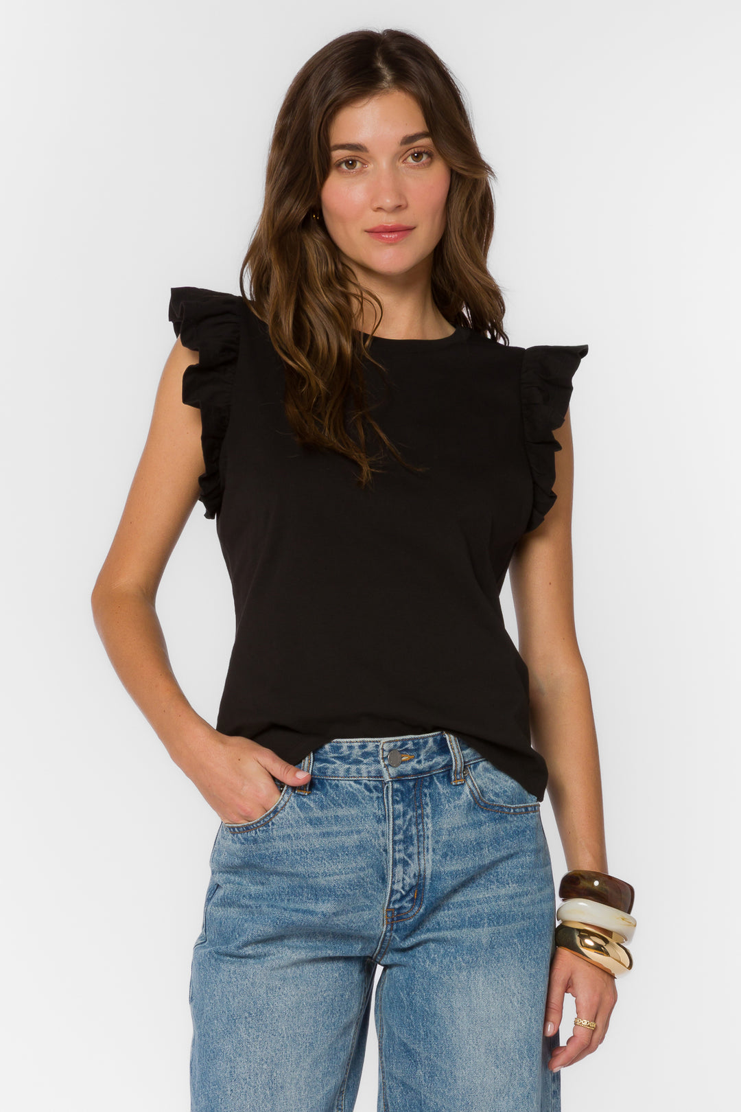 Fabiola Black Tee - Tops - Velvet Heart Clothing