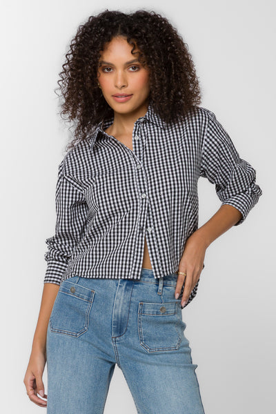 Gingham Loungewear Set Black Print