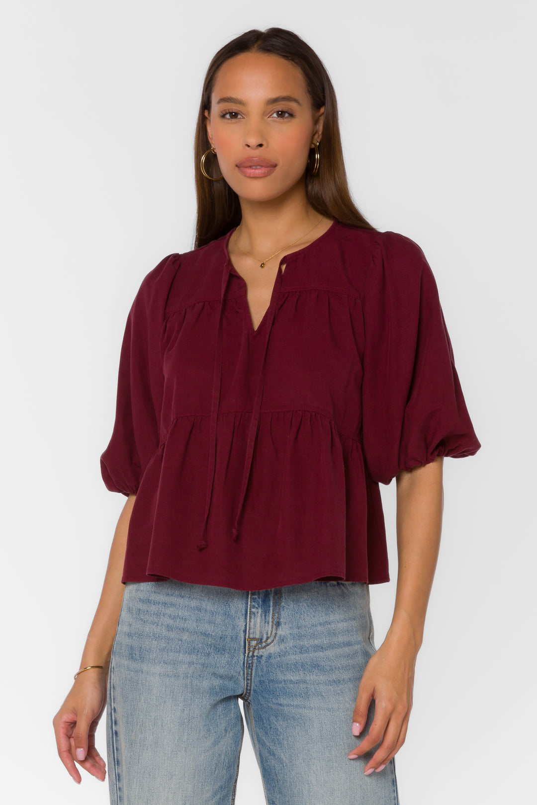 Ferlita Burgundy Top - Tops - Velvet Heart Clothing