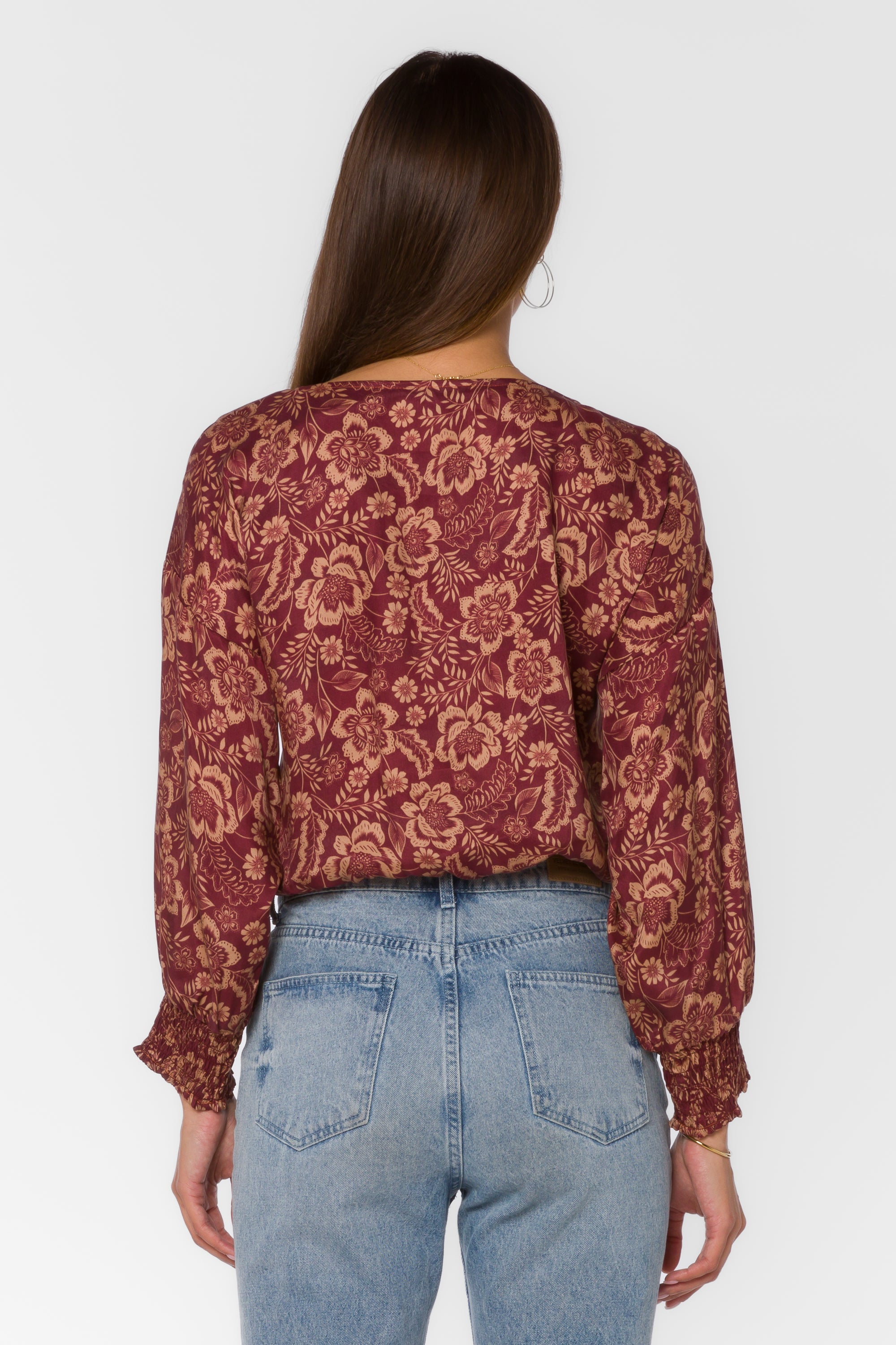 Freya Sangria Floral Top - Tops - Velvet Heart Clothing