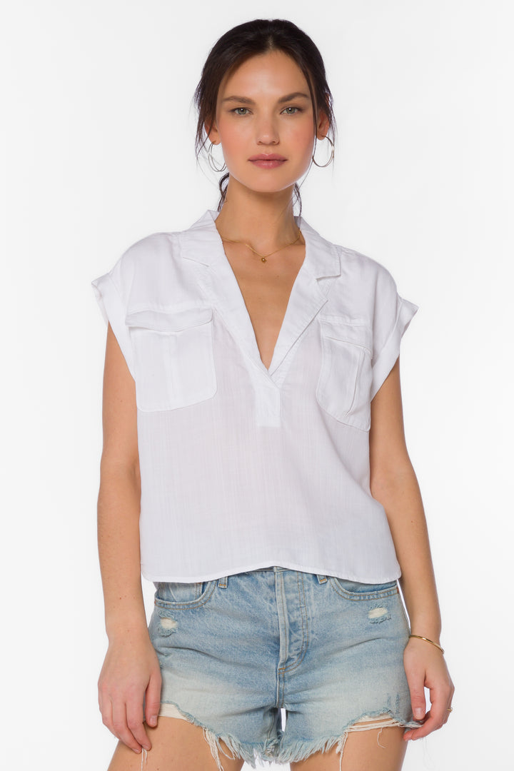 Gavin Optic White Top - Tops - Velvet Heart Clothing