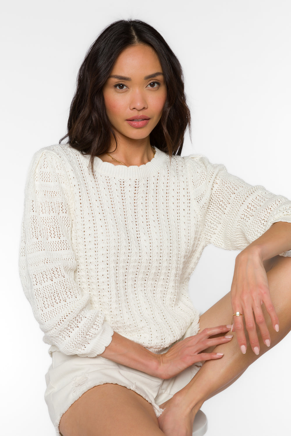 Gazelle White Sweater - Sweaters - Velvet Heart Clothing