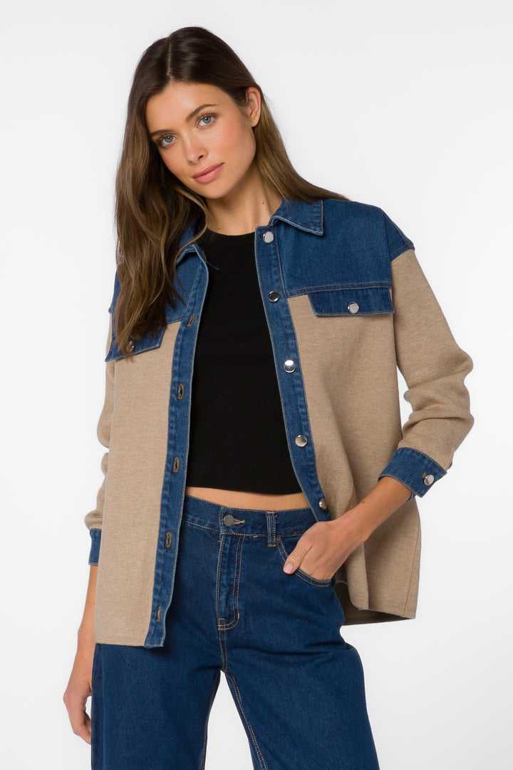 Gertie Beige Shacket - Jackets & Outerwear - Velvet Heart Clothing