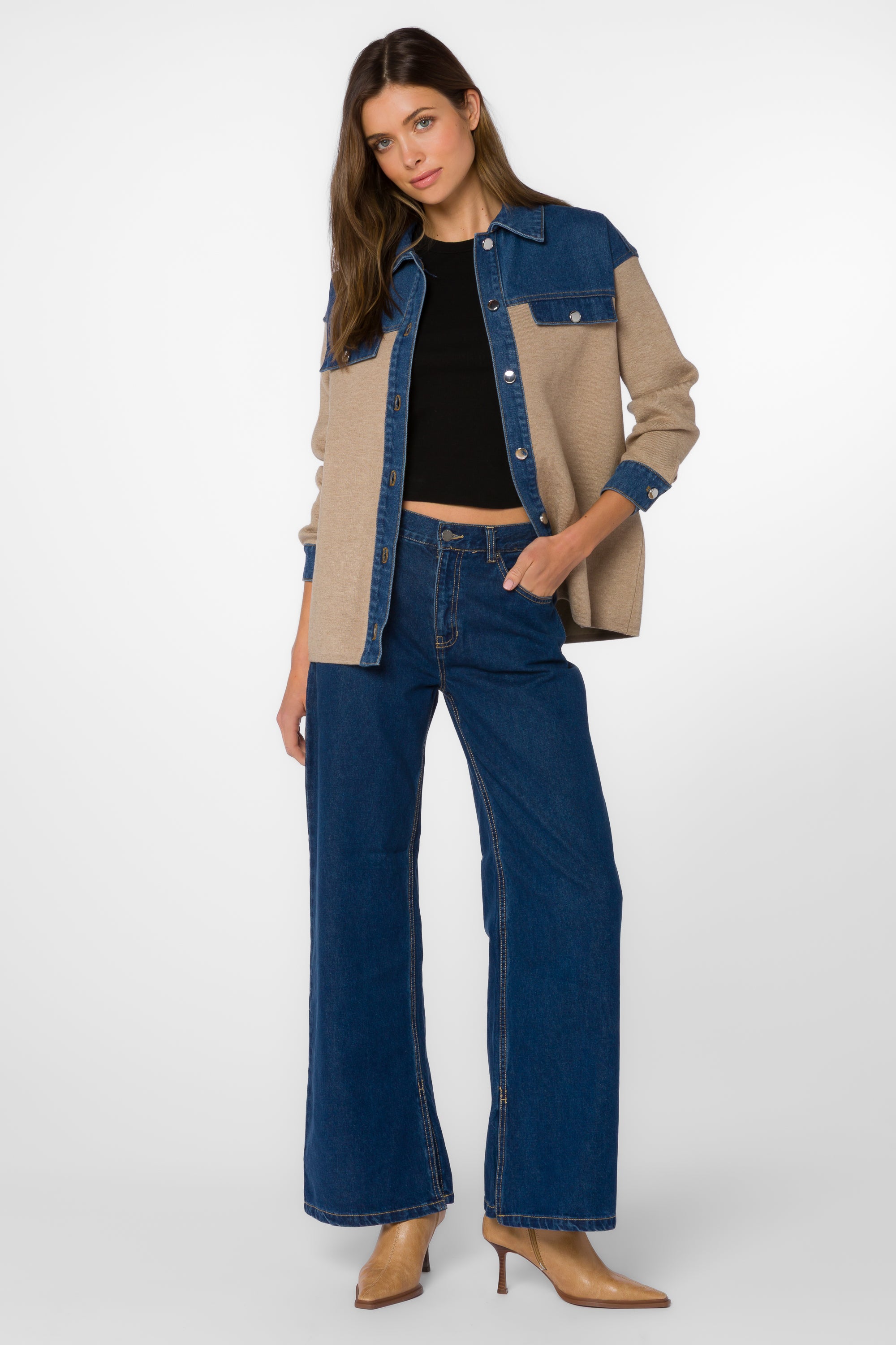 Gertie Beige Shacket - Jackets & Outerwear - Velvet Heart Clothing