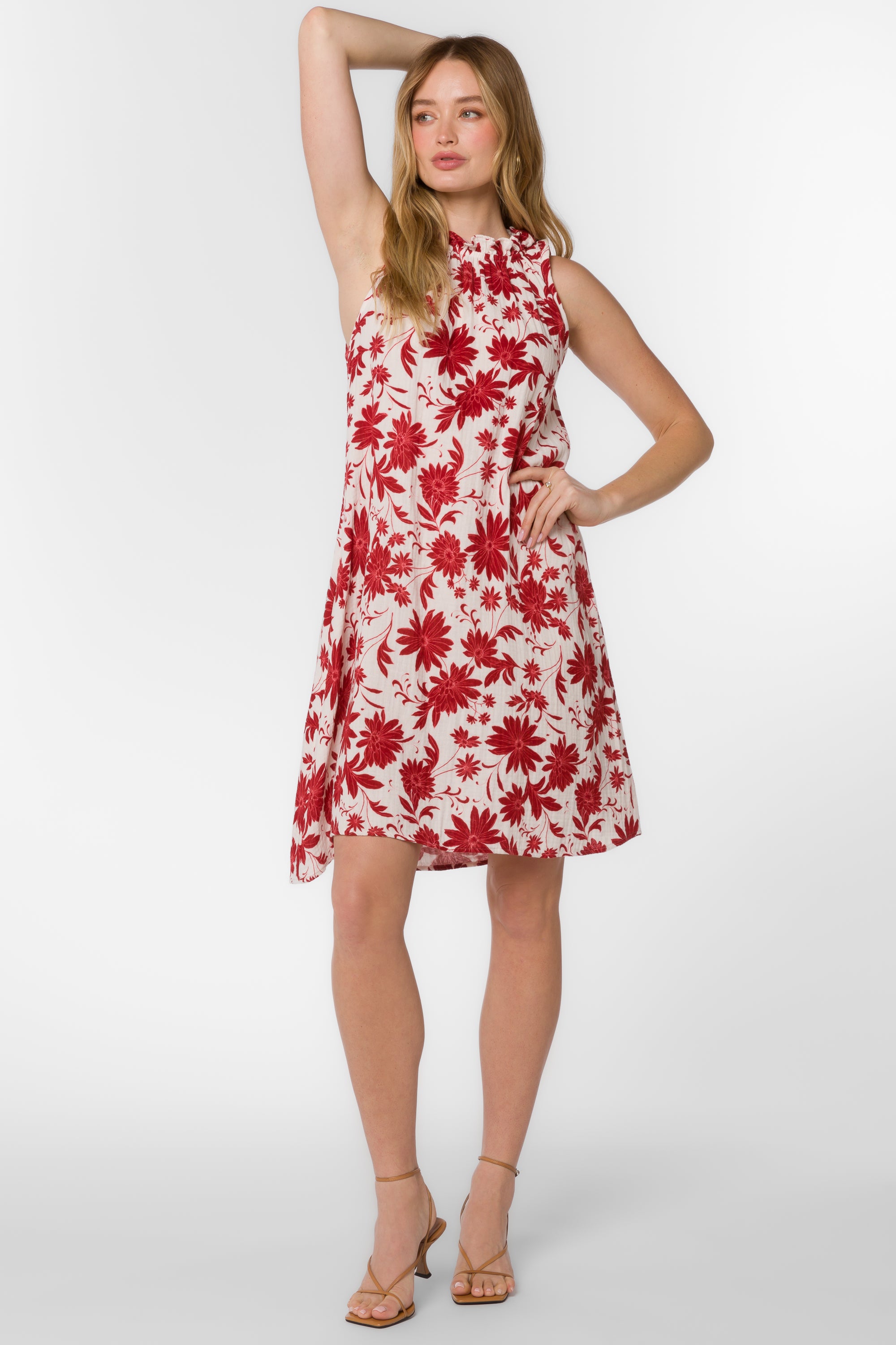 Glenda Red Floral Dress - Dresses - Velvet Heart Clothing