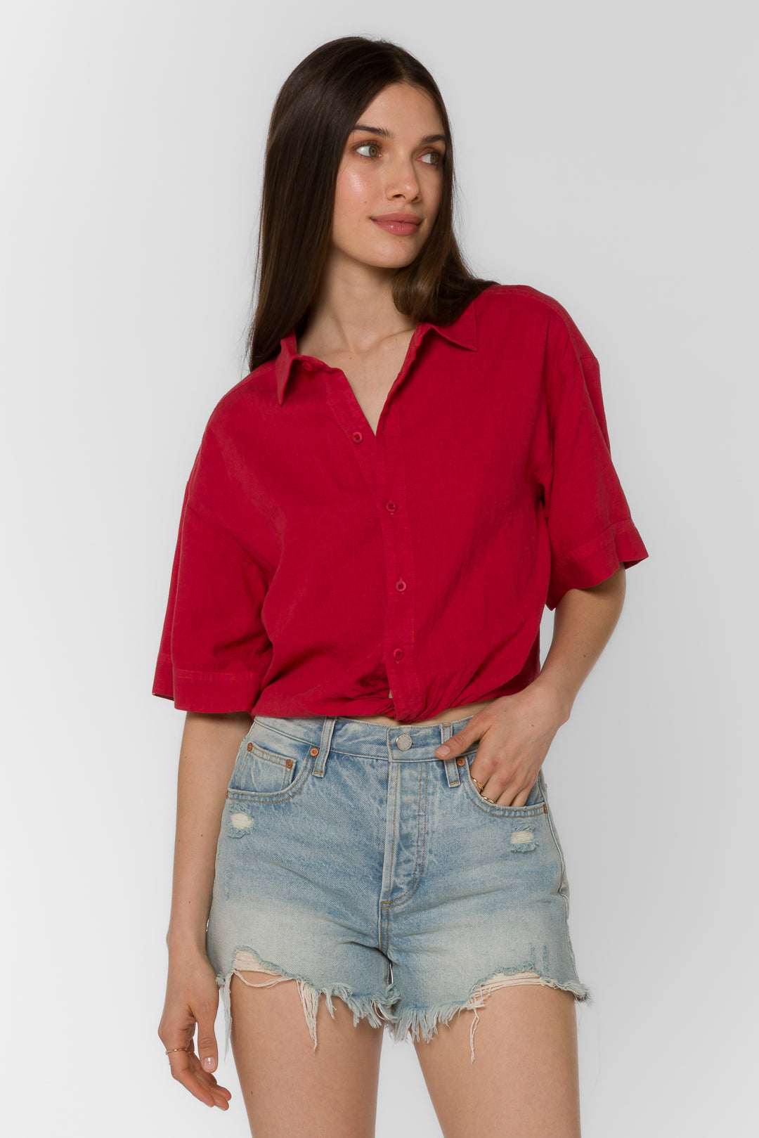 Glenna Spicy Red Shirt - Tops - Velvet Heart Clothing