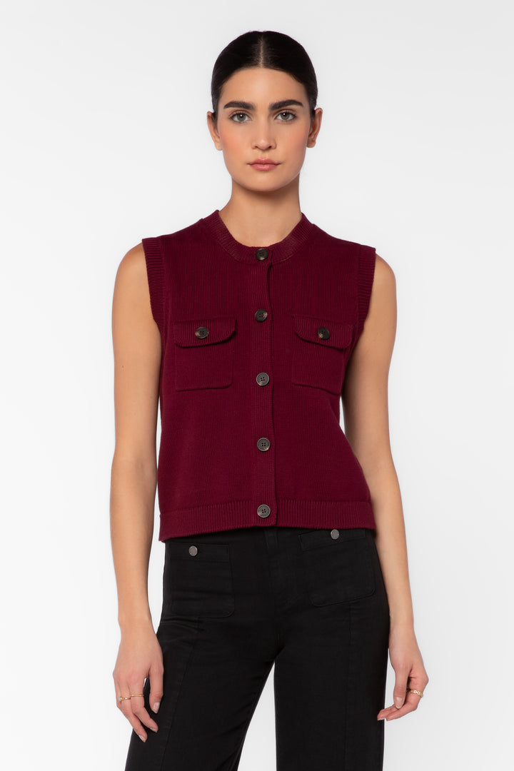 Gretchen Dark Cherry Knit Vest