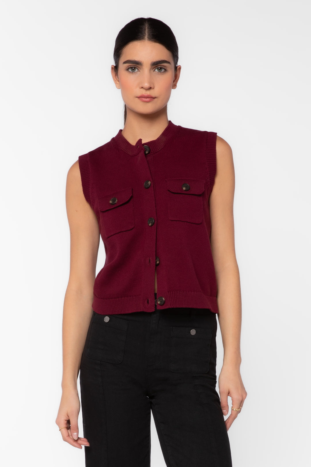 Gretchen Dark Cherry Knit Vest