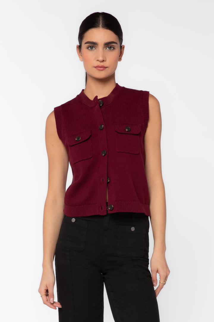 Gretchen Dark Cherry Knit Vest