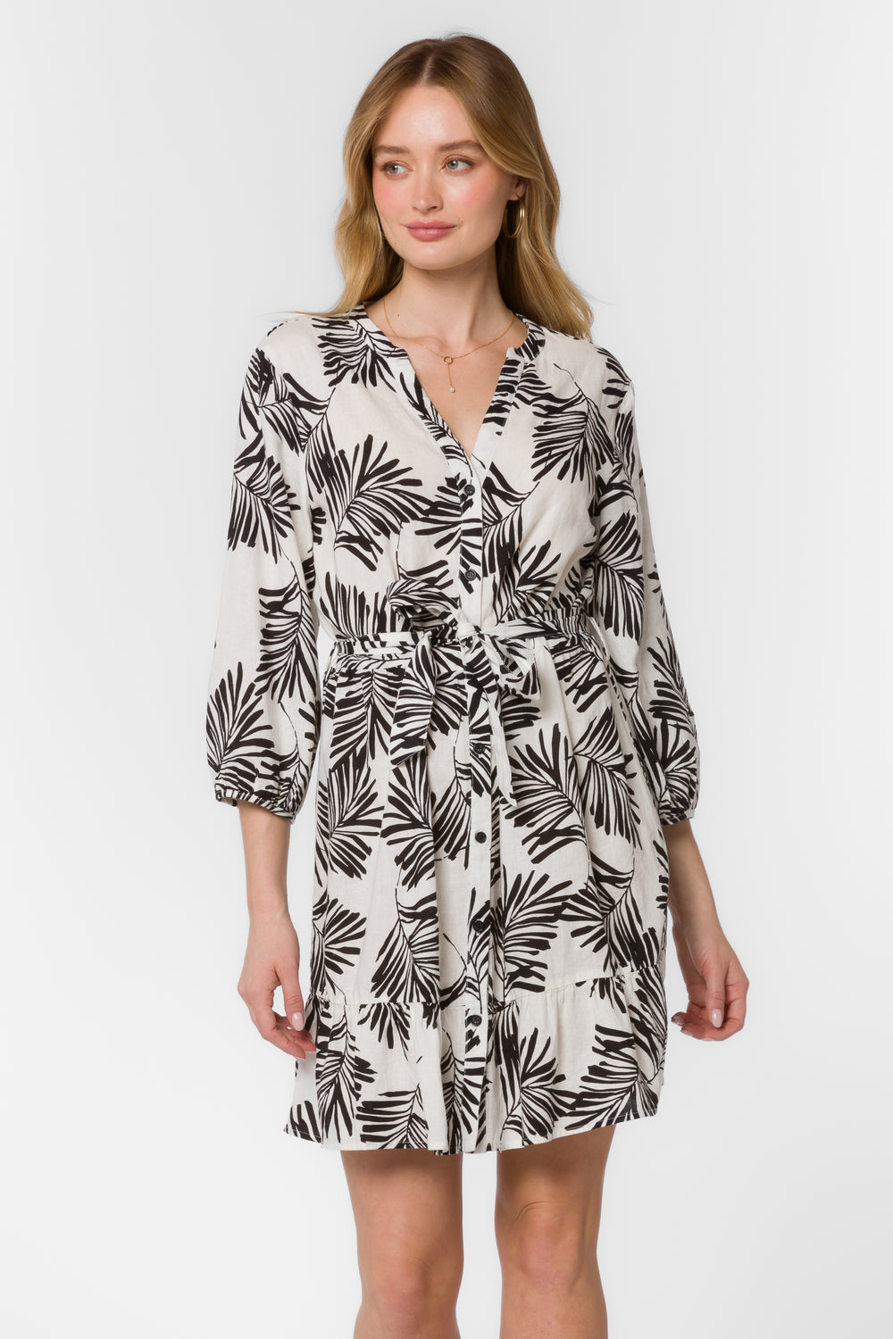 Hamilton Black Palm Leaf Dress - Dresses - Velvet Heart Clothing