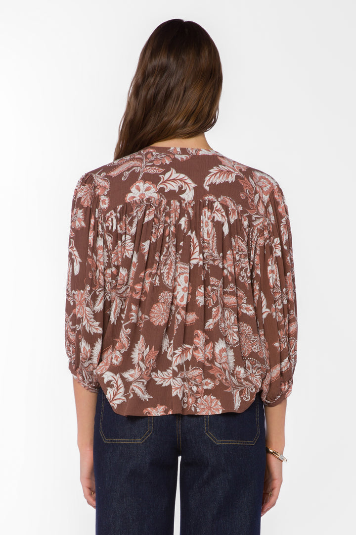 Harlan Brown Floral Top