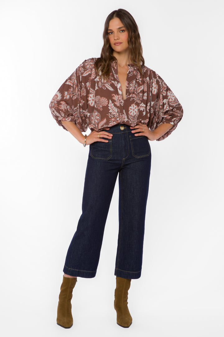 Harlan Brown Floral Top