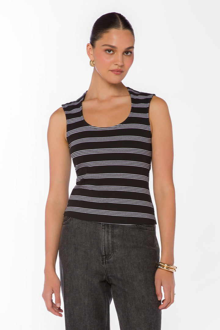 Hayes Black Striped Top