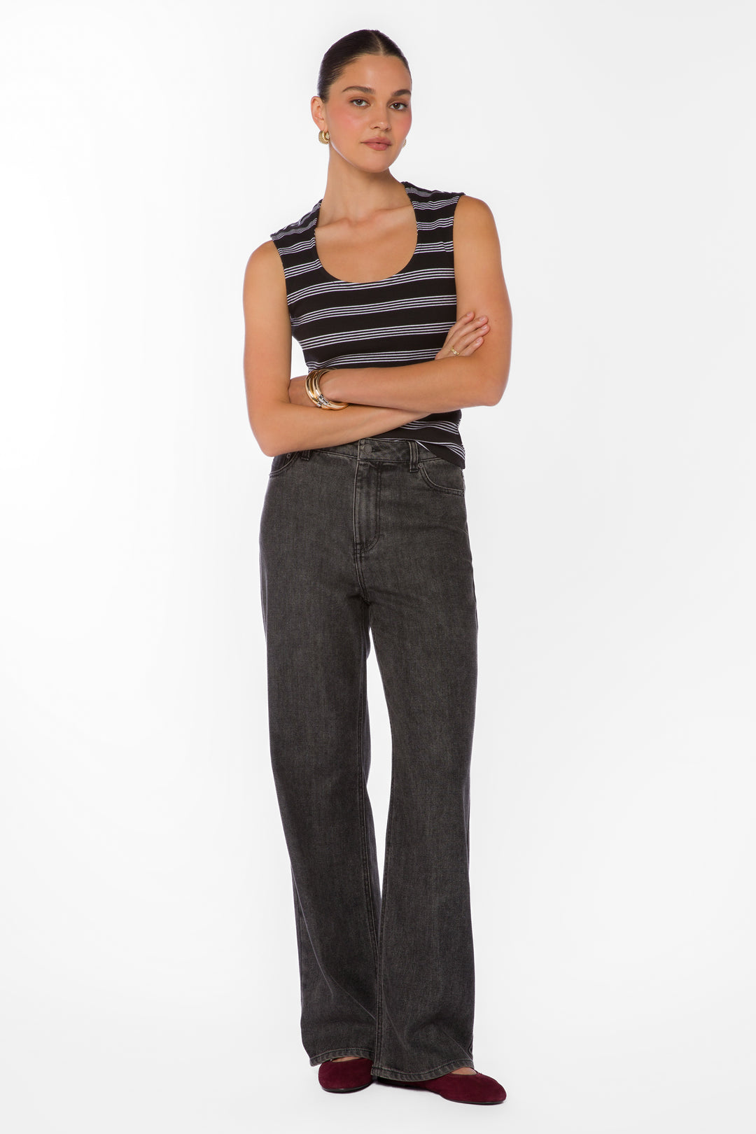 Hayes Black Striped Top