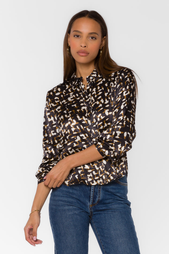 Holden Black Abstract Geo Shirt - Tops - Velvet Heart Clothing