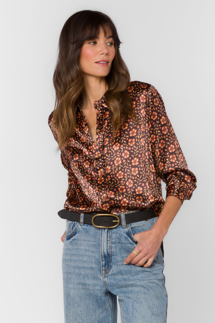 Holden Brown Pansy Top - Tops - Velvet Heart Clothing