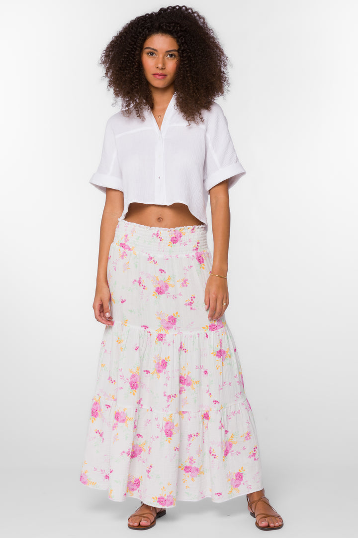 Irene Pink Roses Skirt - Bottoms - Velvet Heart Clothing