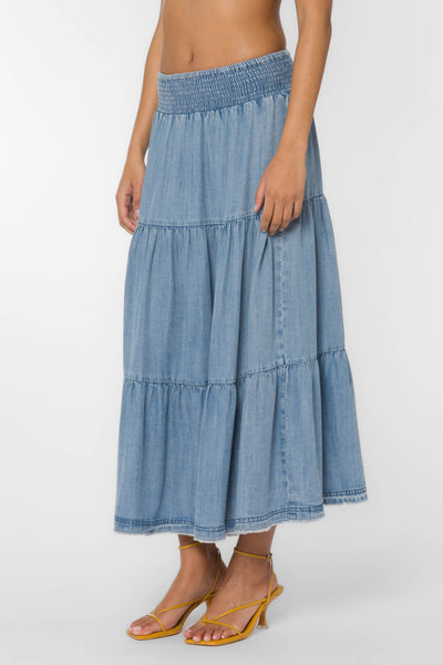 Irene Blue Denim Skirt - Bottoms - Velvet Heart Clothing