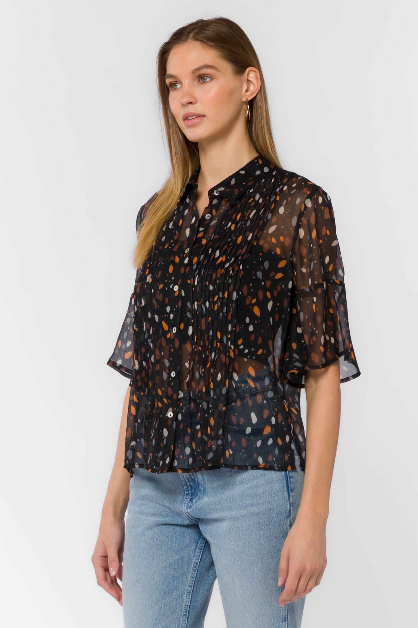 Jace Black Dots Shirt - Tops - Velvet Heart Clothing