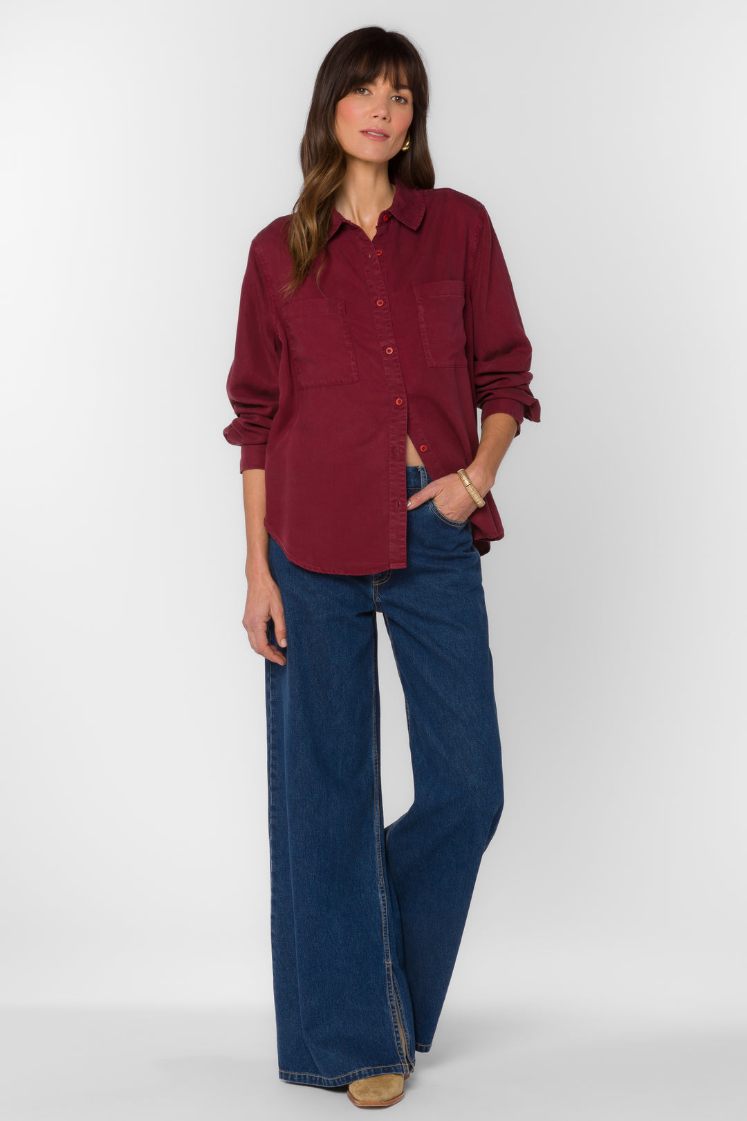 James Bordeaux Shirt - Tops - Velvet Heart Clothing