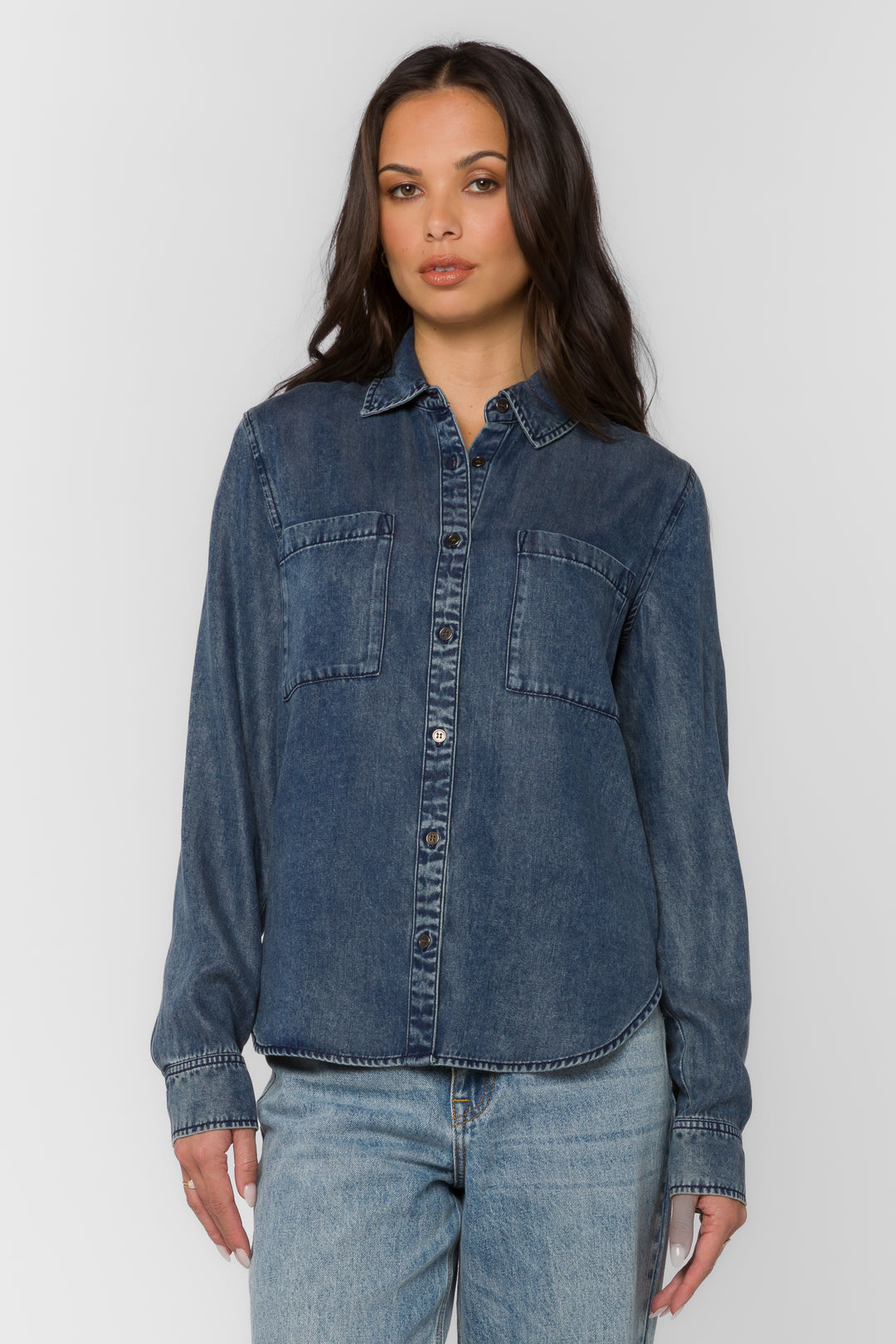 James Deep Blue Shirt - Tops - Velvet Heart Clothing