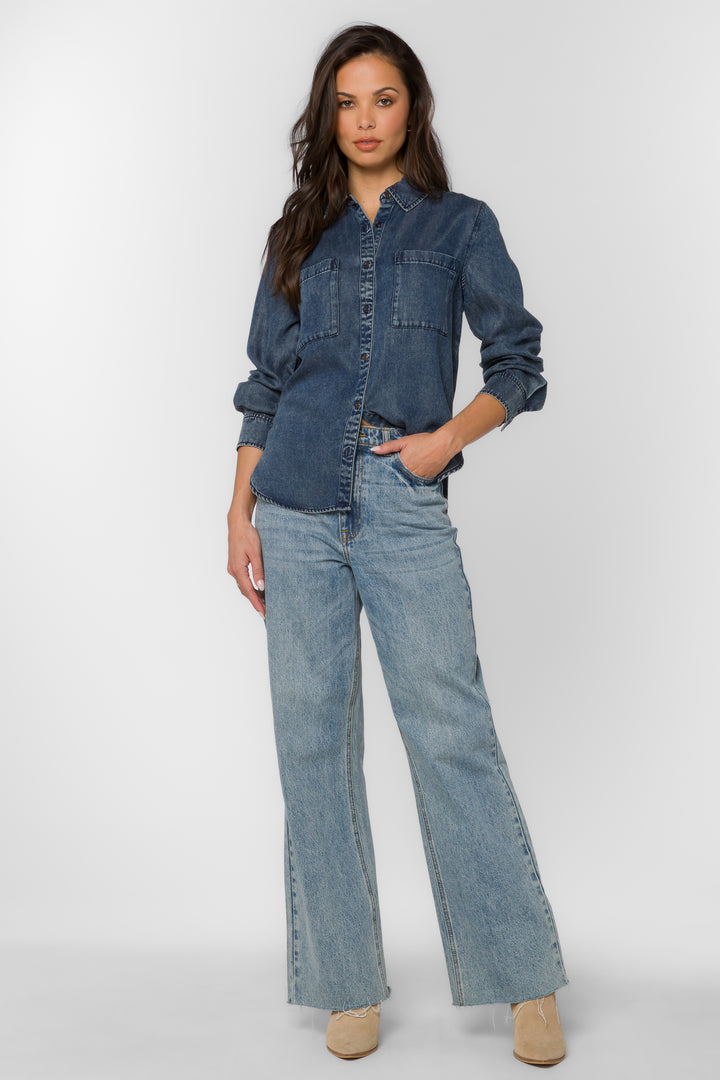 James Deep Blue Shirt - Tops - Velvet Heart Clothing