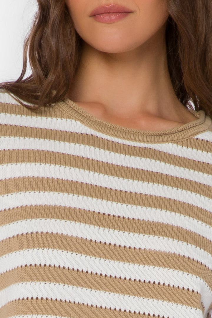 Janae Latte Striped Sweater