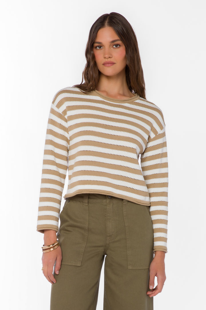 Janae Latte Striped Sweater