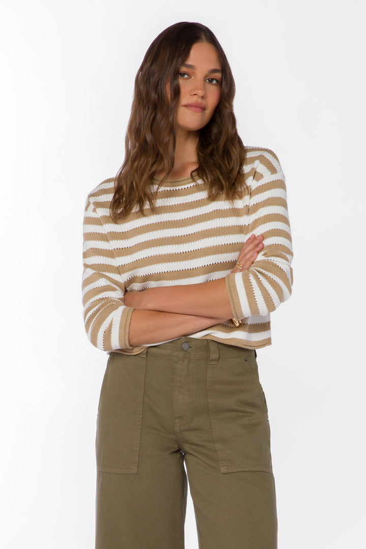 Janae Latte Striped Sweater