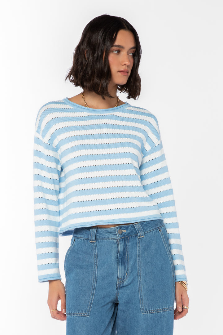 Janae Blue Striped Sweater