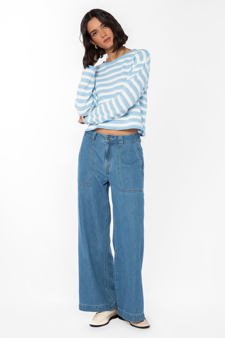 Janae Blue Striped Sweater