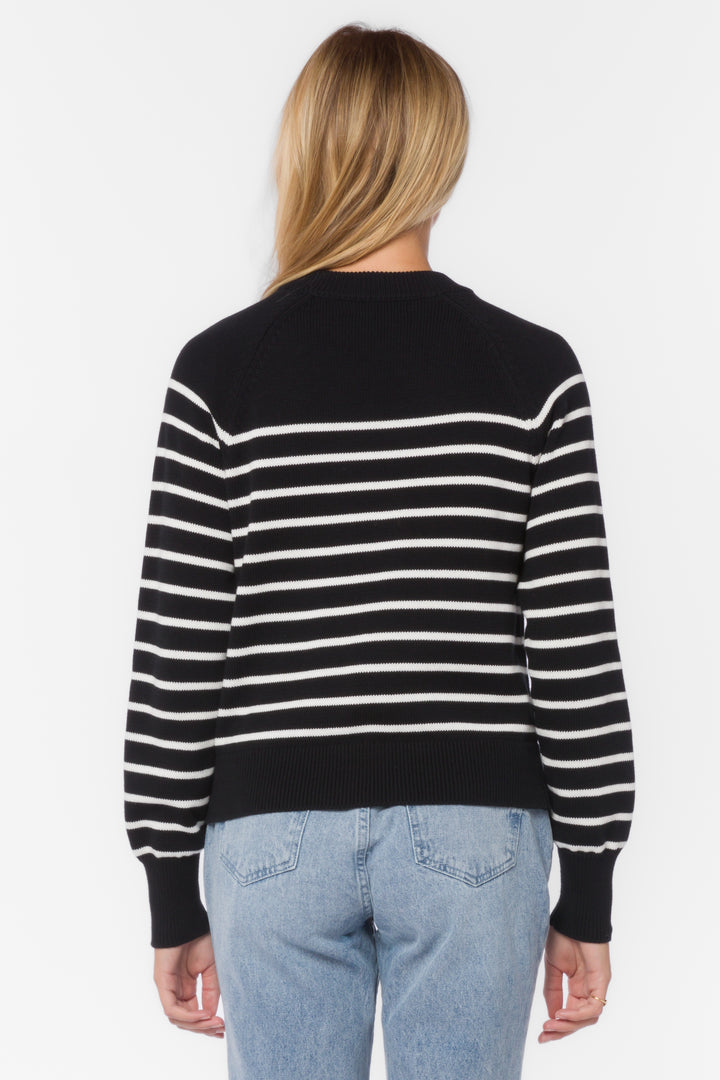 Janette Black White Stripe Sweater - Sweaters - Velvet Heart Clothing