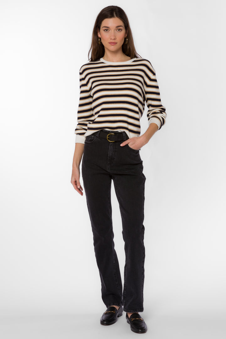 Janiyah Navy Gold Stripe Sweater - Sweaters - Velvet Heart Clothing