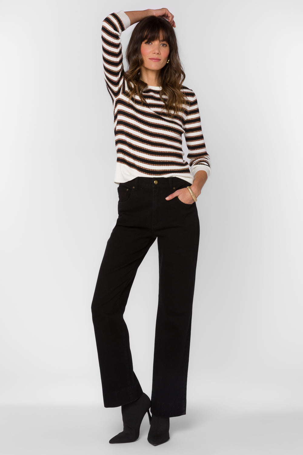 Janiyah Golden Stripe Top - Tops - Velvet Heart Clothing