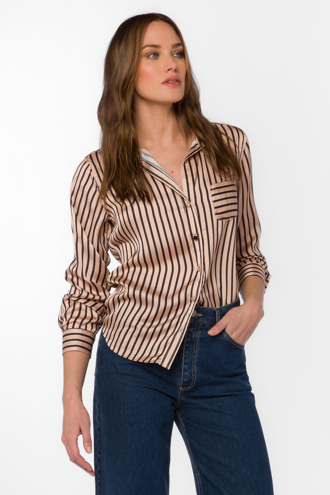 Jasmine Goldie Stripe Shirt - Tops - Velvet Heart Clothing