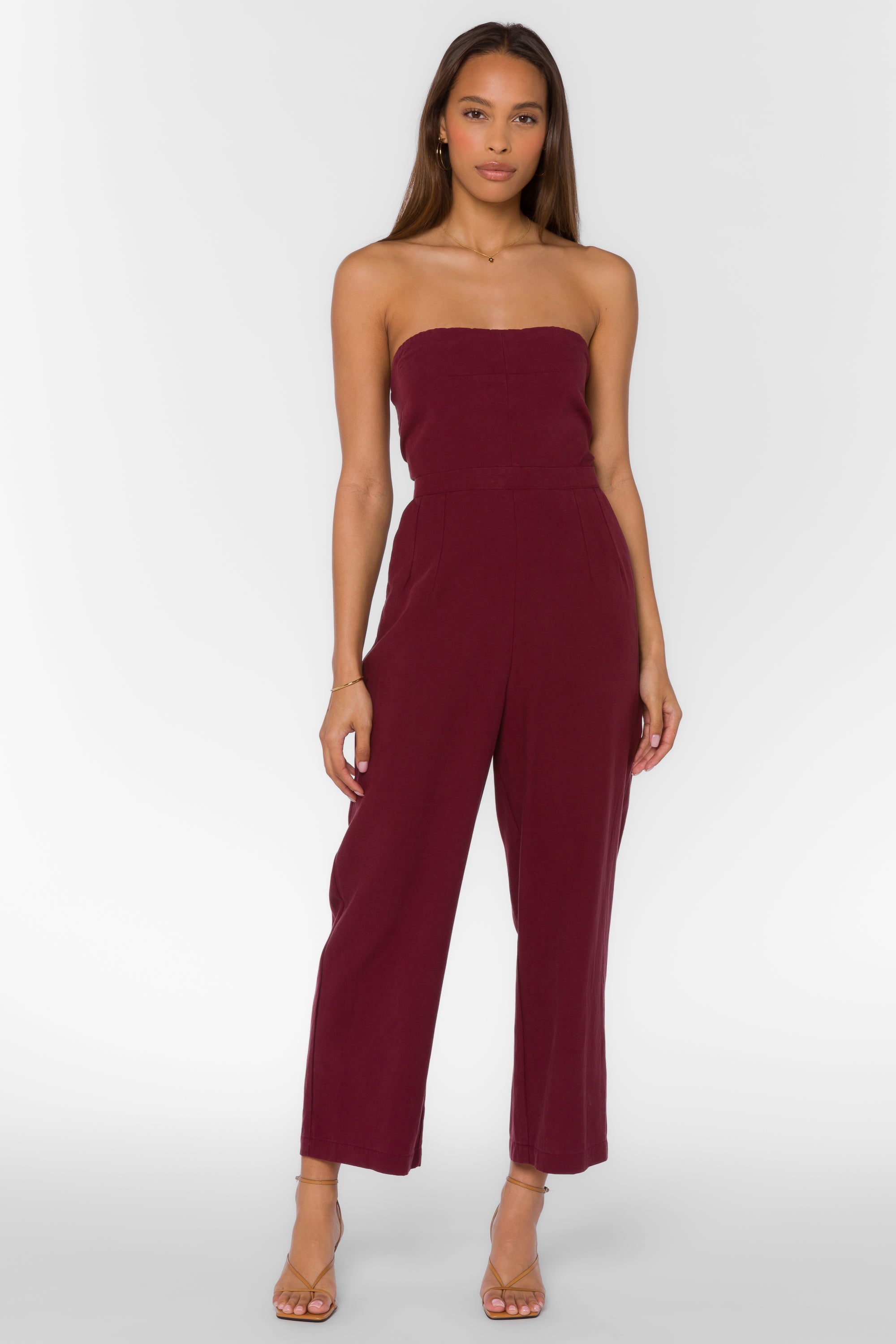 Jeanie Burgundy Jumpsuit - Jumpsuits & Rompers - Velvet Heart Clothing