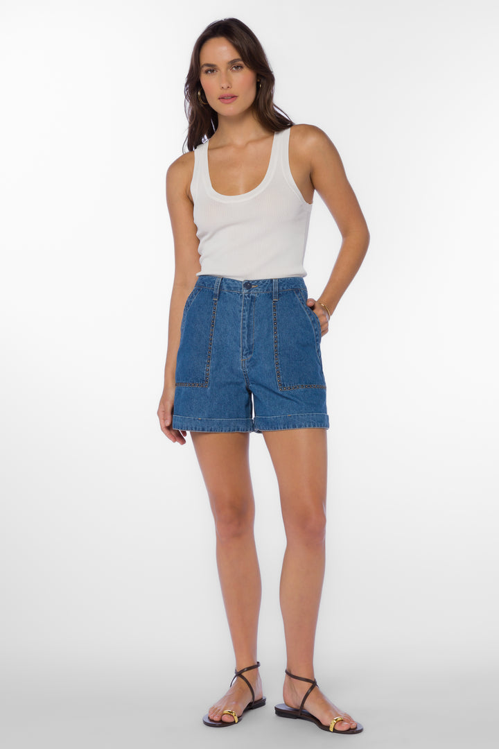 Jenner Blue Shorts - Bottoms - Velvet Heart Clothing