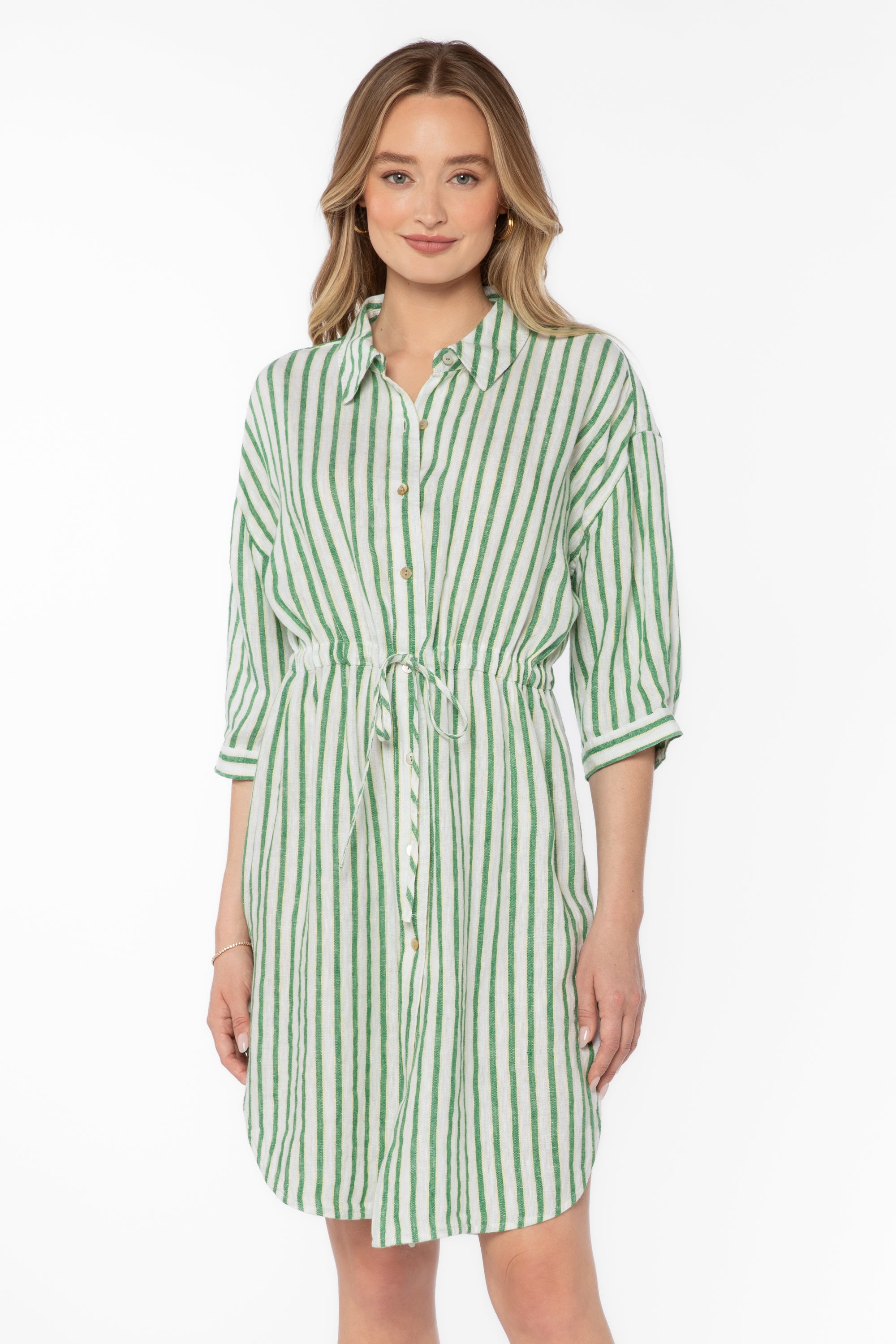 Jenneva Green Stripe Dress - Dresses - Velvet Heart Clothing