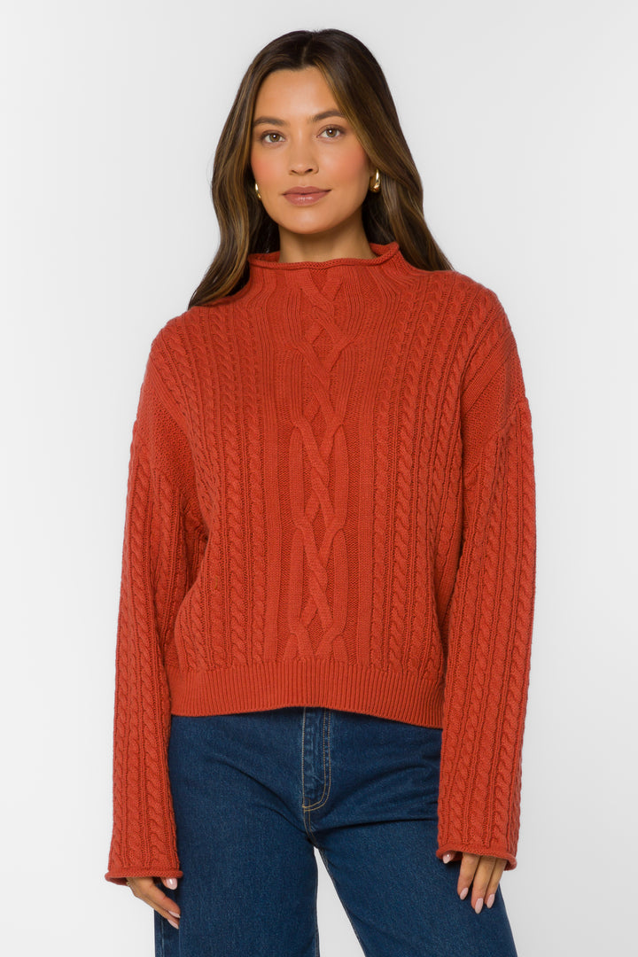 Jennevie Burnt Brick Sweater - Sweaters - Velvet Heart Clothing