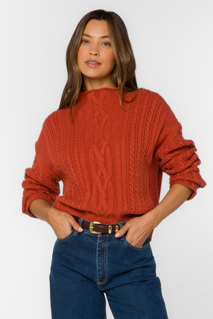 Jennevie Burnt Brick Sweater - Sweaters - Velvet Heart Clothing