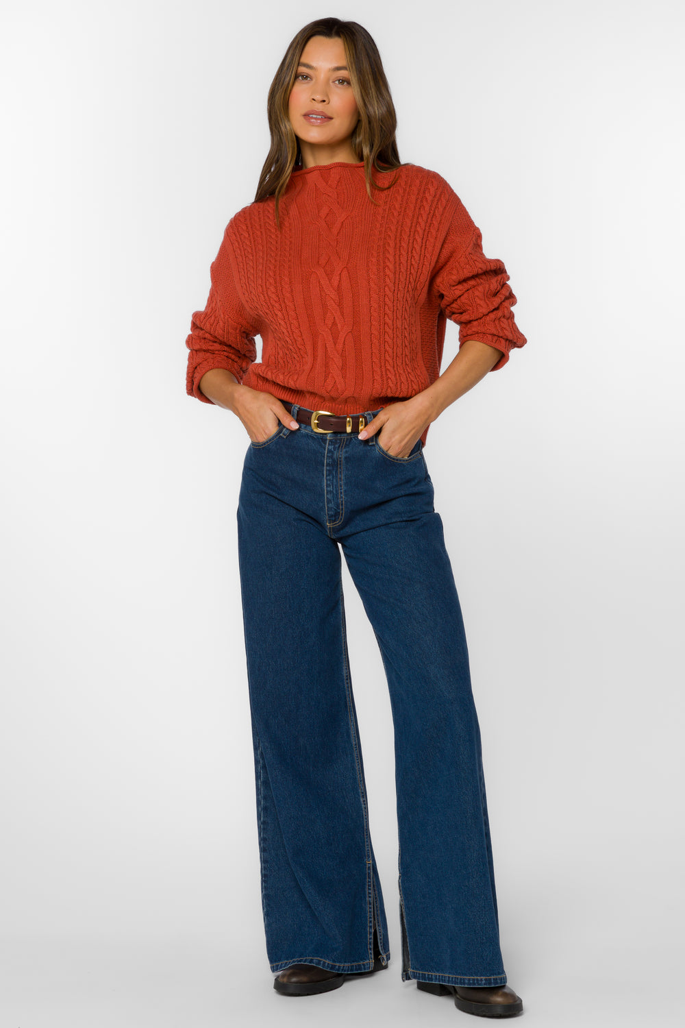 Jennevie Burnt Brick Sweater - Sweaters - Velvet Heart Clothing