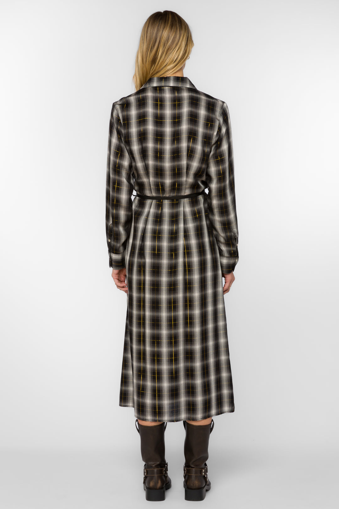 Jericho Black White Plaid Dress Xs / Black/White Plaid/Gold Metallic Jericho Black White Plaid Dress Xs / Black/White Plaid/Gold Metallic