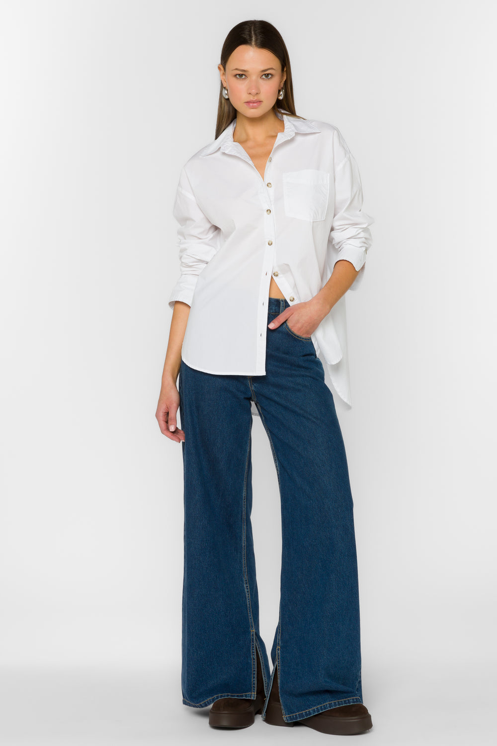 Jocelin Optic White Shirt - Tops - Velvet Heart Clothing