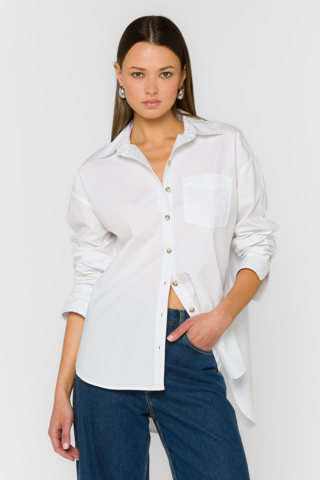 Jocelin Optic White Shirt - Tops - Velvet Heart Clothing