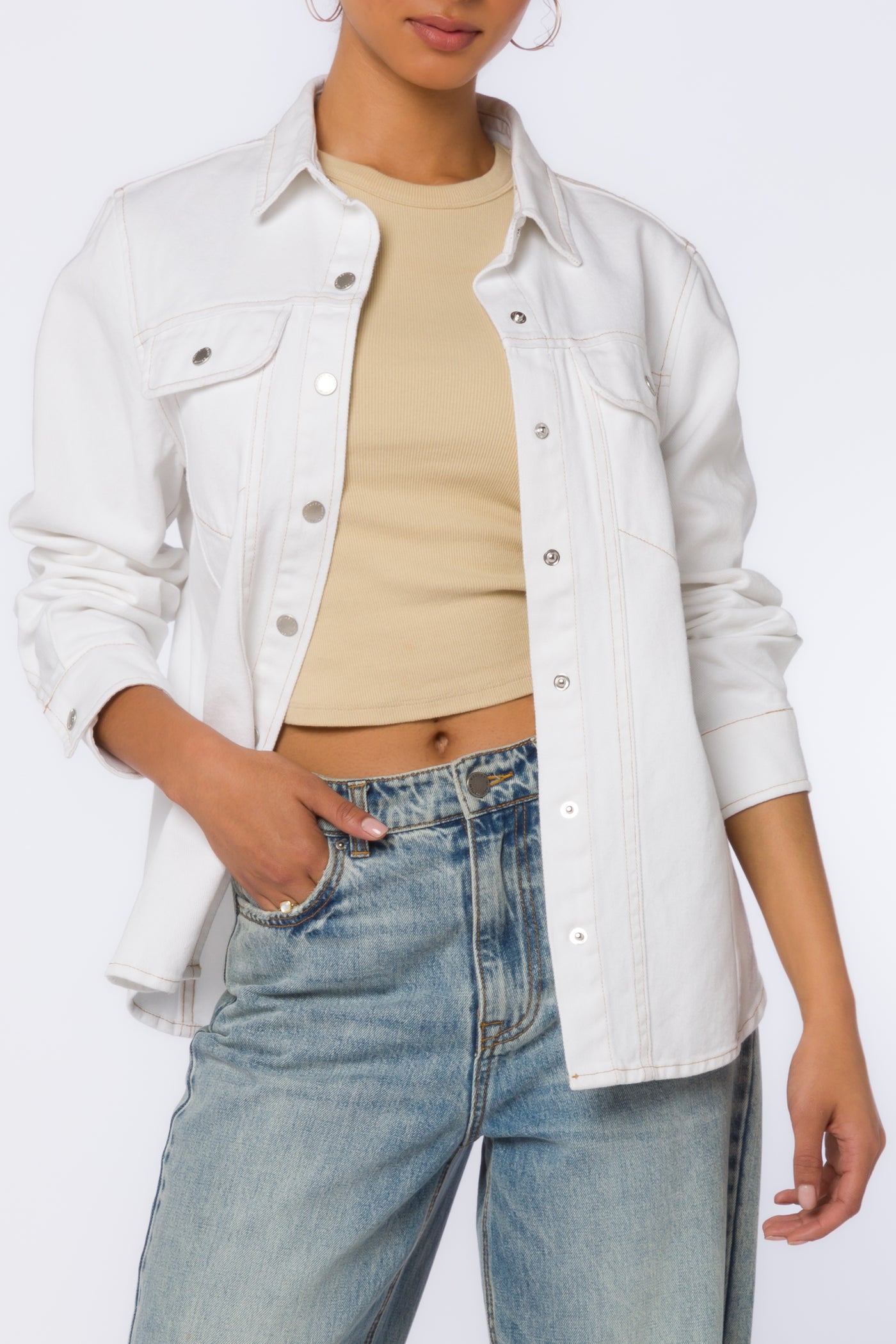 Jodie Optic White Shacket - Jackets & Outerwear - Velvet Heart Clothing
