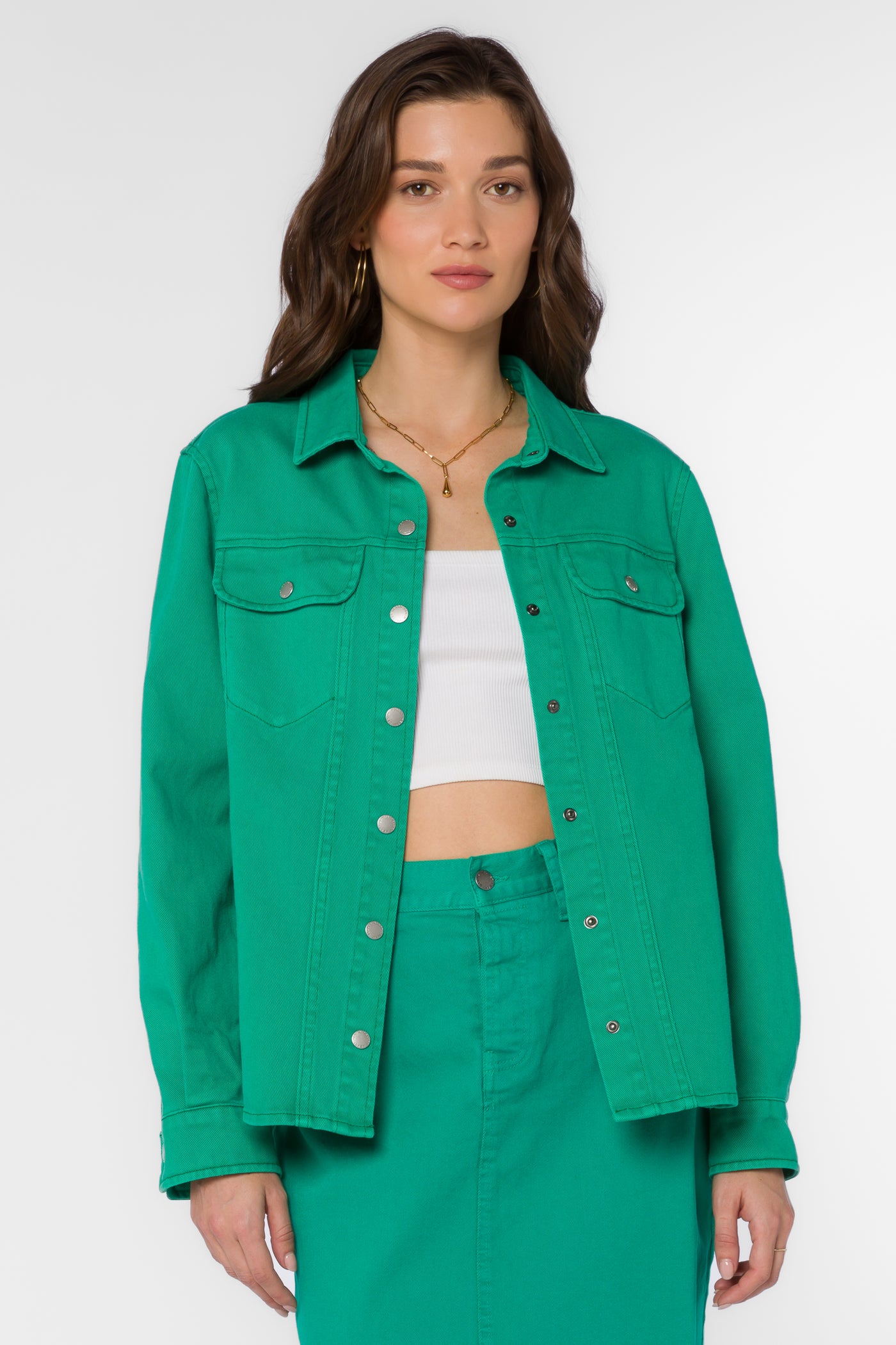 Jodie Bright Green Shacket - Jackets & Outerwear - Velvet Heart Clothing