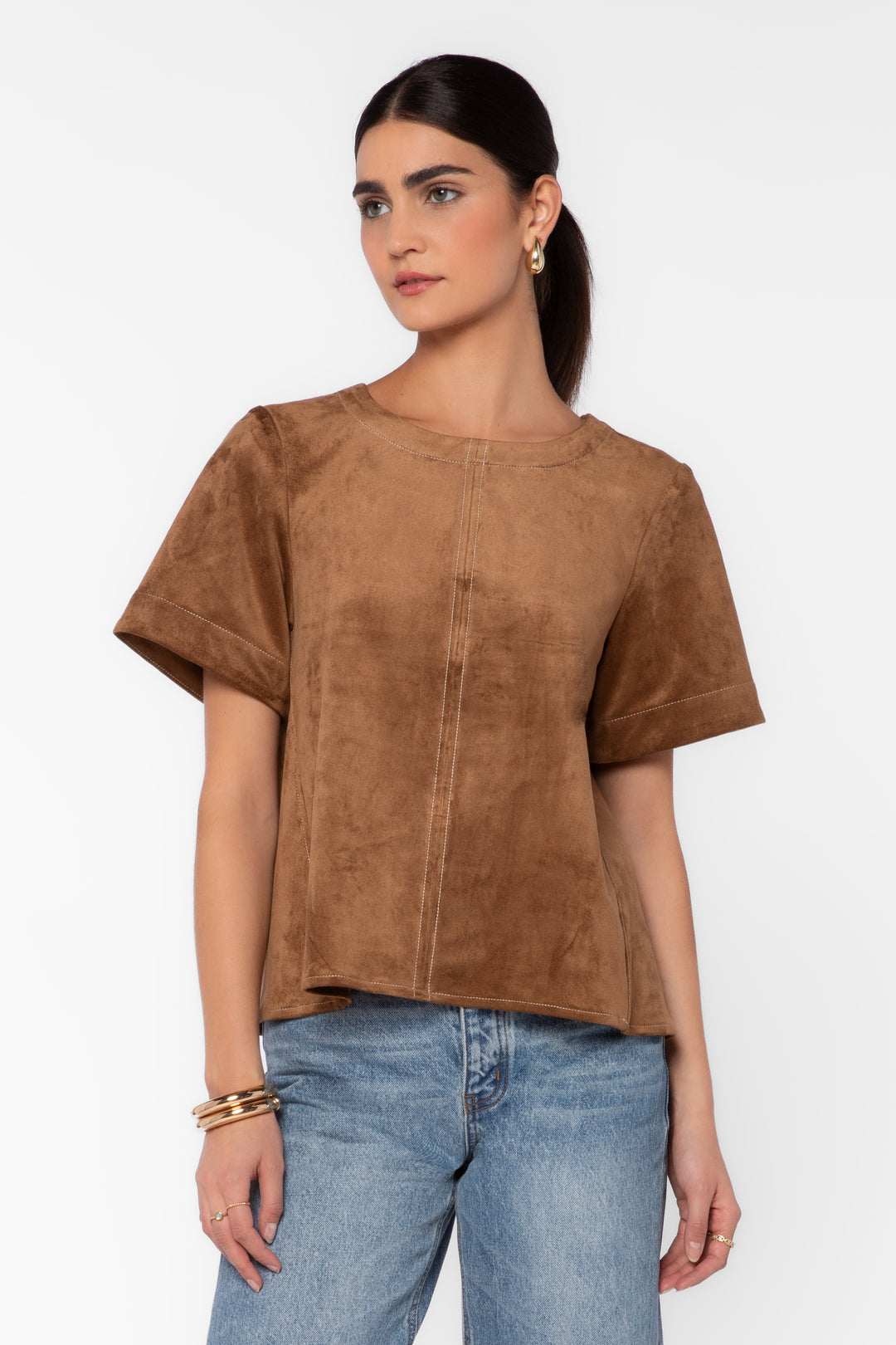 Juliette Tan Suede Shirt
