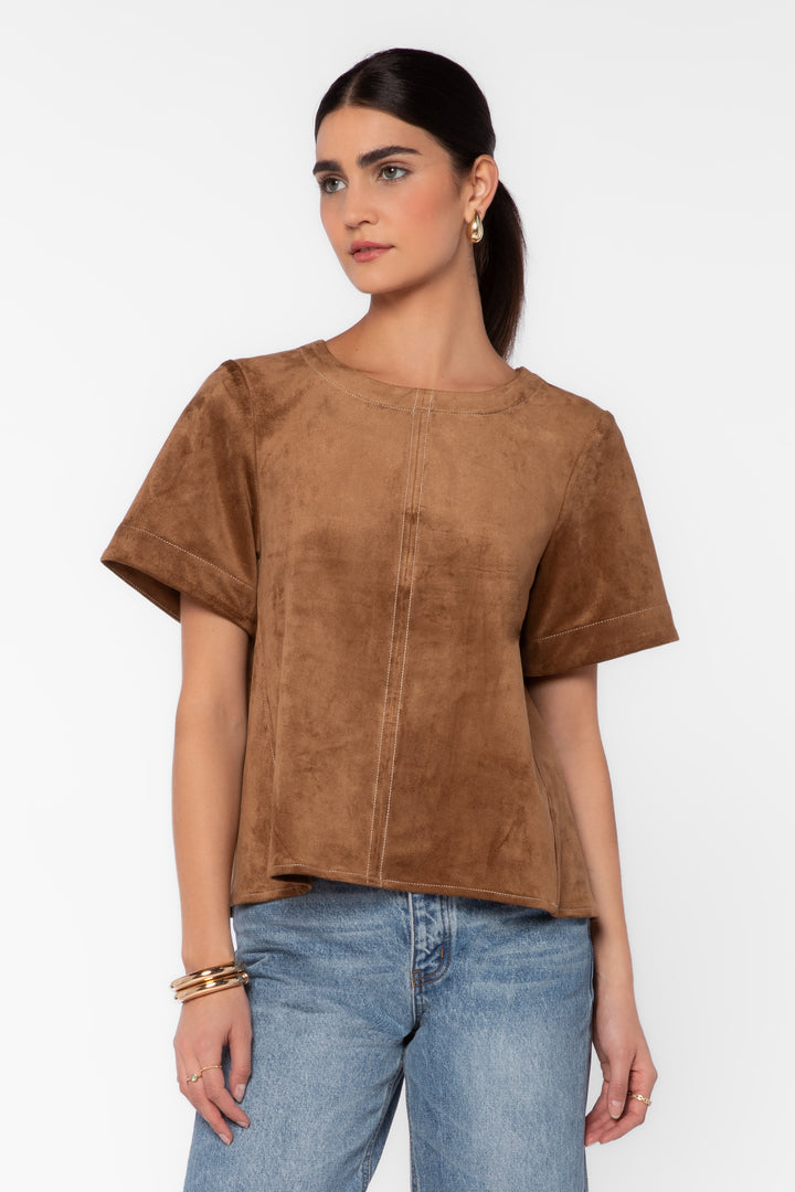 Juliette Tan Suede Shirt