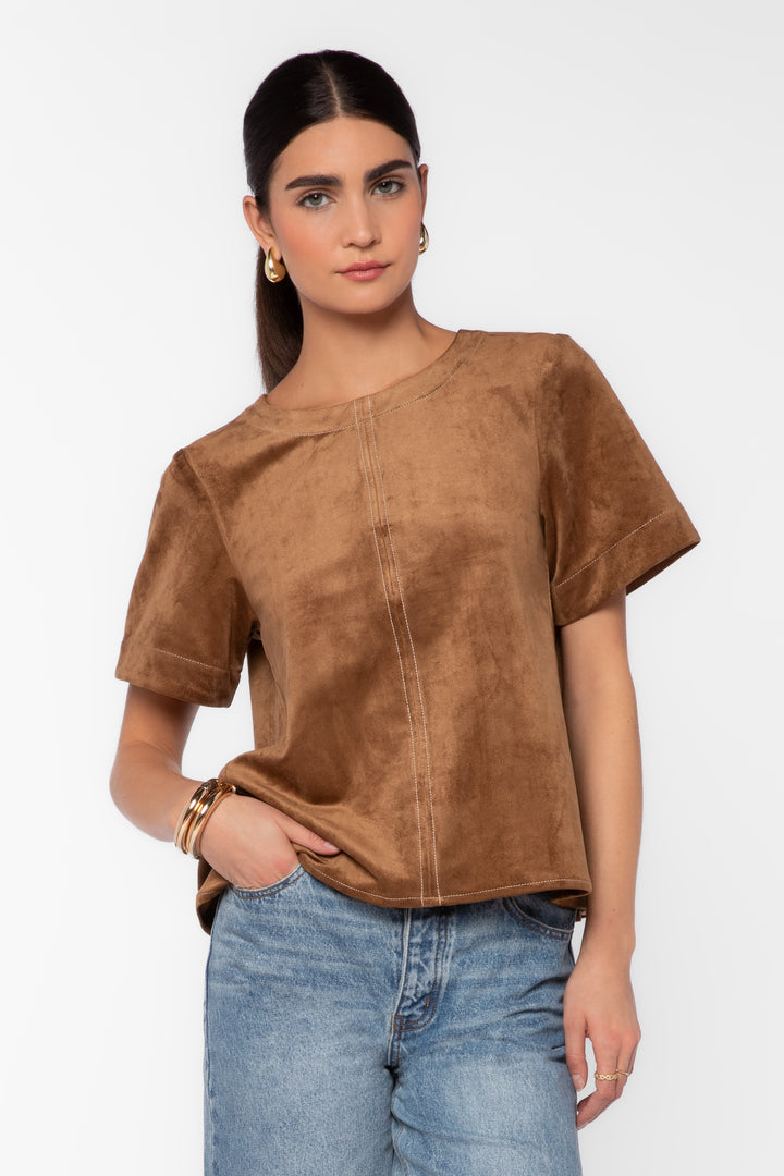 Juliette Tan Suede Shirt