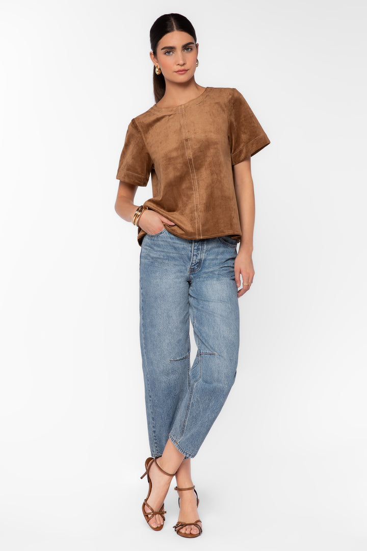 Juliette Tan Suede Shirt
